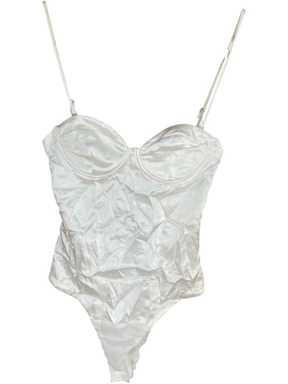 Zara Satin Effect Bustier Bodysuit White